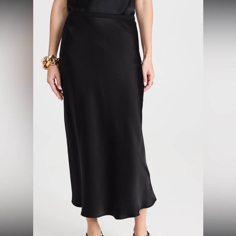 L’Agence midi silk skirt, black M